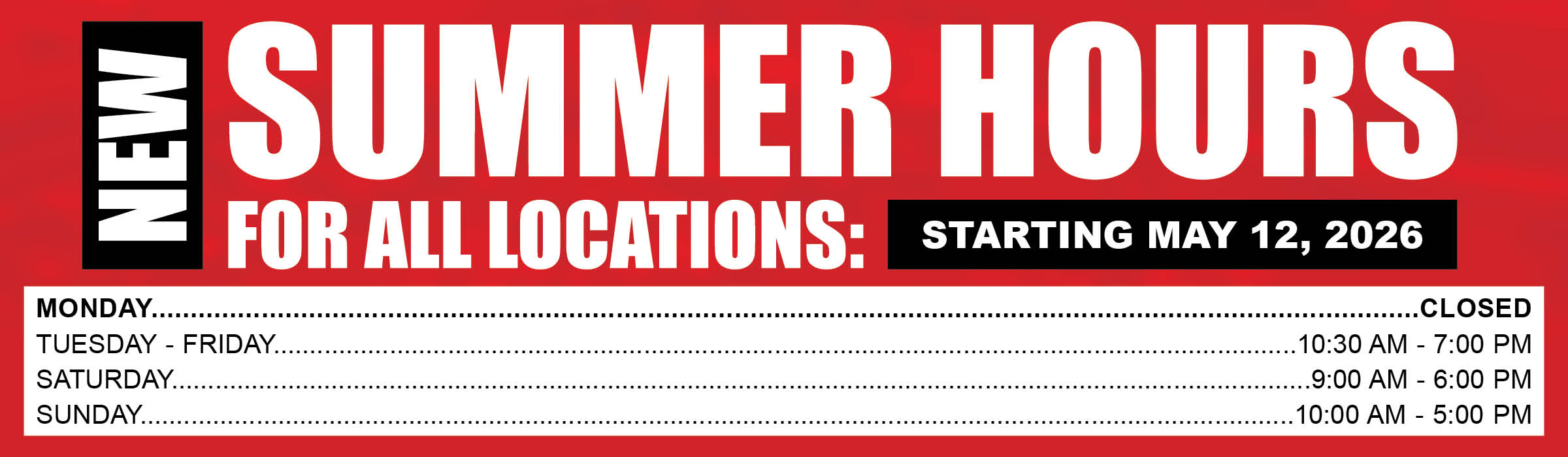 2026 Summer Hours